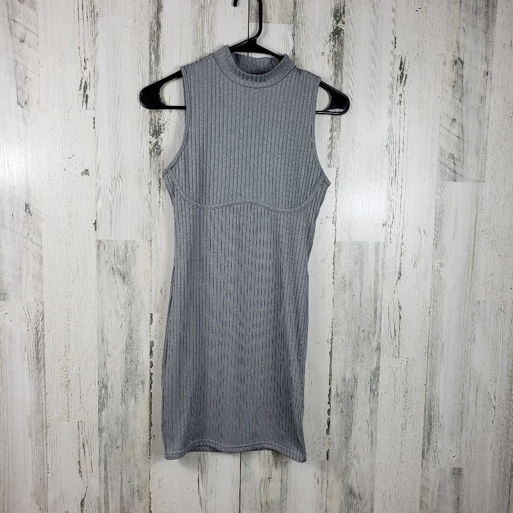 Forever 21 gray high neck sleeveless mini dress women's size small